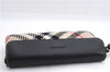 Authentic BURBERRY Nova Check Clutch Hand Bag Purse Wool Leather Beige 5581E