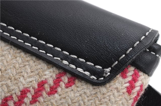 Authentic BURBERRY Nova Check Clutch Hand Bag Purse Wool Leather Beige 5581E