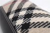 Authentic BURBERRY Nova Check Clutch Hand Bag Purse Wool Leather Beige 5581E
