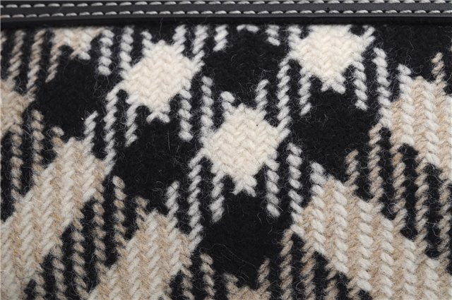 Authentic BURBERRY Nova Check Clutch Hand Bag Purse Wool Leather Beige 5581E
