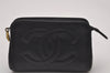 Authentic CHANEL Caviar Skin Vintage CC Logo Pouch Purse Black Junk 5581I