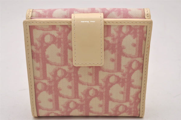 Authentic Christian Dior Trotter No.1 Bifold Wallet Purse PVC Enamel Pink 5583I