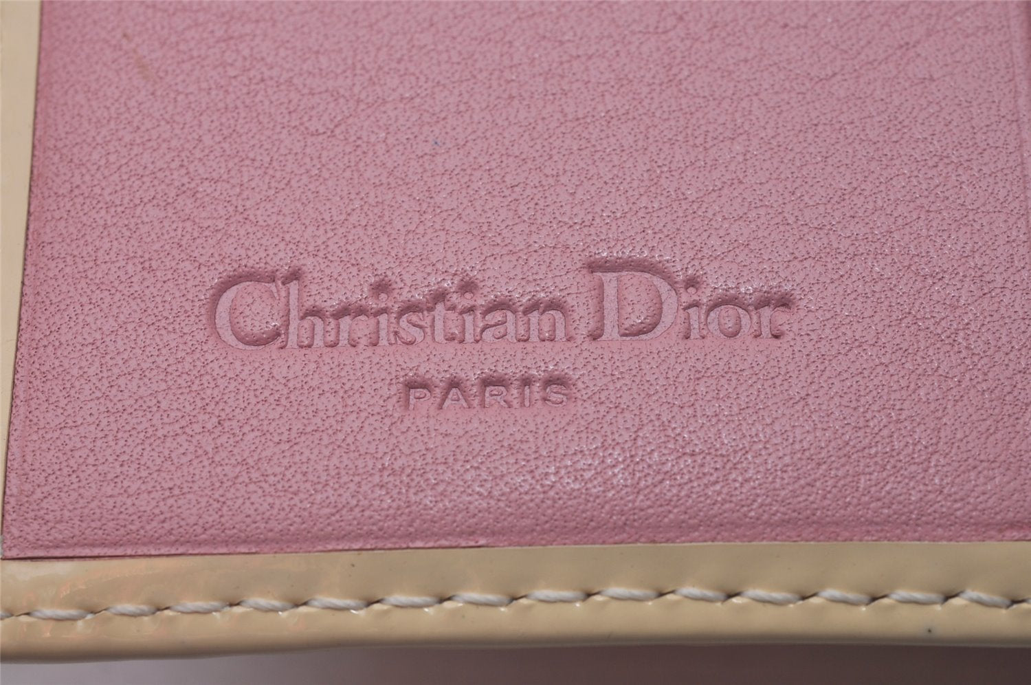 Authentic Christian Dior Trotter No.1 Bifold Wallet Purse PVC Enamel Pink 5583I