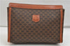 Authentic CELINE Macadam Blason Pattern Clutch Hand Bag PVC Leather Brown 5584E