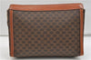 Authentic CELINE Macadam Blason Pattern Clutch Hand Bag PVC Leather Brown 5584E