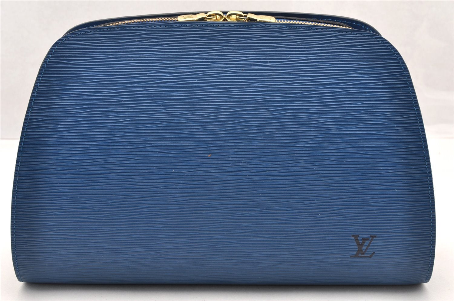 Authentic Louis Vuitton Epi Dauphine GM Cosmetic Pouch Blue M48435 LV 5584I