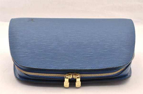 Authentic Louis Vuitton Epi Dauphine GM Cosmetic Pouch Blue M48435 LV 5584I