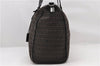 Authentic FENDI Zucchino Travel Boston Bag Nylon Leather Brown Black 5585C