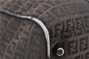 Authentic FENDI Zucchino Travel Boston Bag Nylon Leather Brown Black 5585C