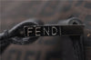 Authentic FENDI Zucchino Travel Boston Bag Nylon Leather Brown Black 5585C