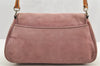 Authentic PRADA Vintage Suede Enamel Shoulder Hand Bag Purse Pink 5585I