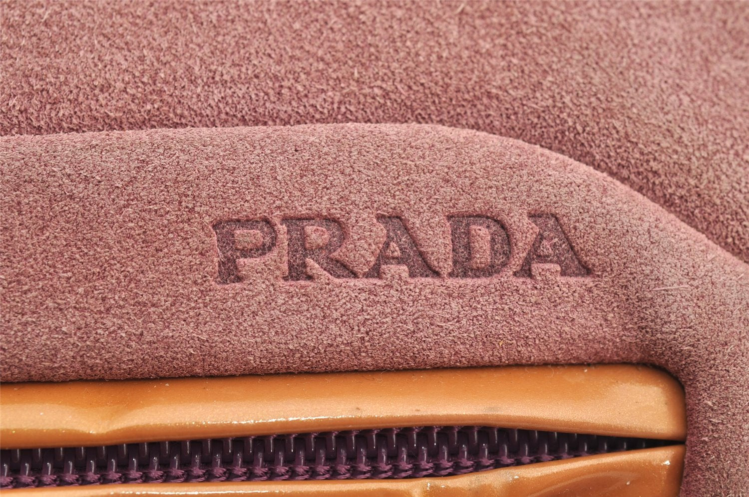 Authentic PRADA Vintage Suede Enamel Shoulder Hand Bag Purse Pink 5585I