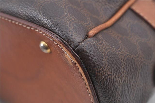Authentic CELINE C Macadam Blason Pattern Hand Bag PVC Leather Brown 5586A