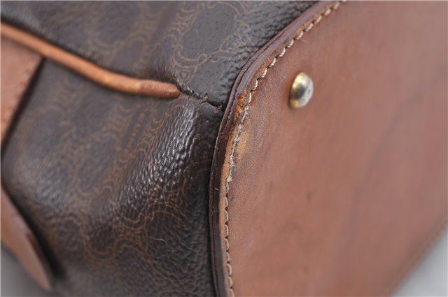 Authentic CELINE C Macadam Blason Pattern Hand Bag PVC Leather Brown 5586A