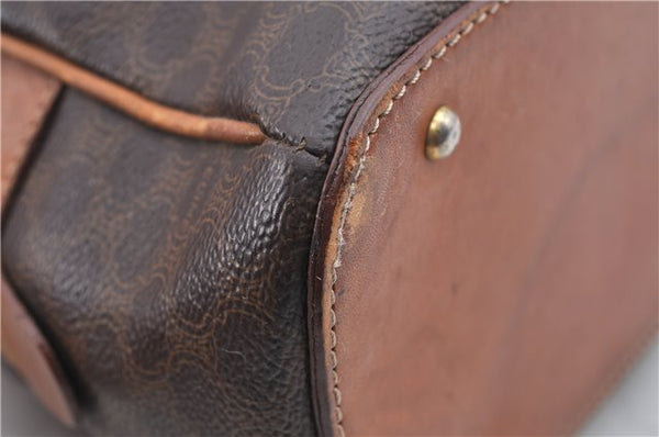 Authentic CELINE C Macadam Blason Pattern Hand Bag PVC Leather Brown 5586A