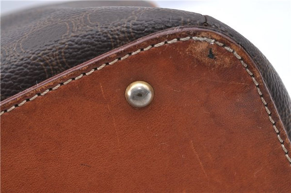 Authentic CELINE C Macadam Blason Pattern Hand Bag PVC Leather Brown 5586A