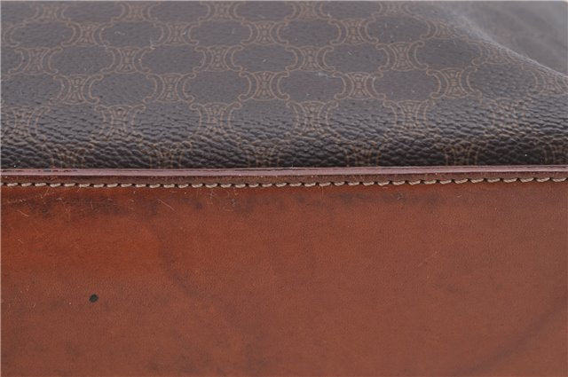 Authentic CELINE C Macadam Blason Pattern Hand Bag PVC Leather Brown 5586A