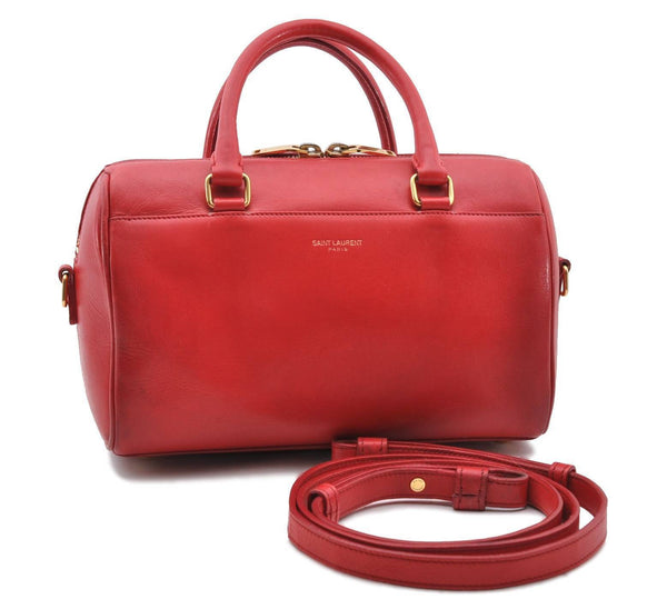 Auth SAINT LAURENT Baby Duffle 2Way Shoulder Hand Bag Leather 330958 Red 5589B