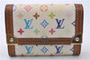 Auth Louis Vuitton Monogram Multicolor Porte Monnaie Plat Coin Case White 5589D