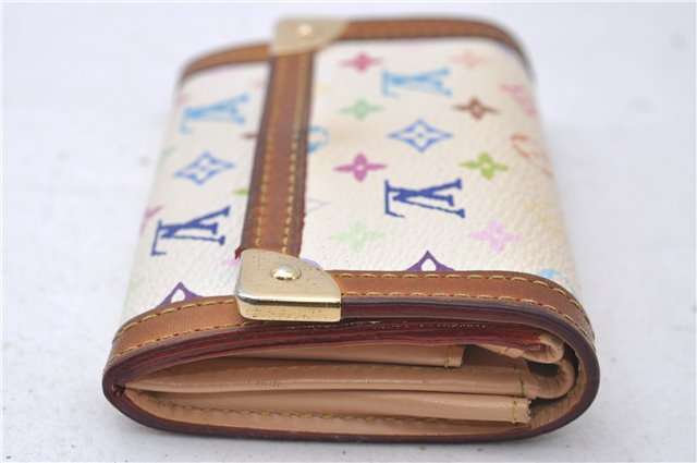 Auth Louis Vuitton Monogram Multicolor Porte Monnaie Plat Coin Case White 5589D