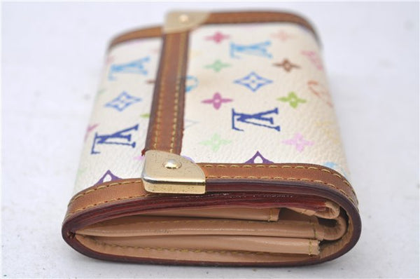 Auth Louis Vuitton Monogram Multicolor Porte Monnaie Plat Coin Case White 5589D