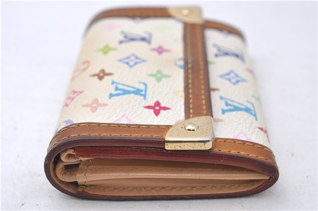 Auth Louis Vuitton Monogram Multicolor Porte Monnaie Plat Coin Case White 5589D
