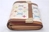Auth Louis Vuitton Monogram Multicolor Porte Monnaie Plat Coin Case White 5589D