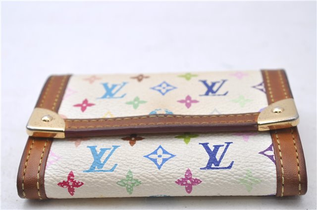 Auth Louis Vuitton Monogram Multicolor Porte Monnaie Plat Coin Case White 5589D