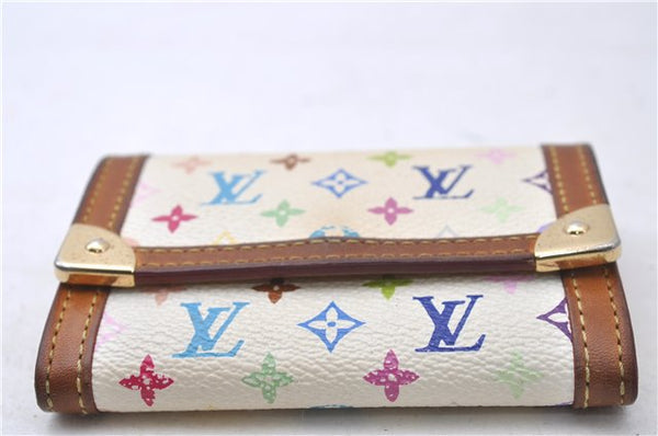 Auth Louis Vuitton Monogram Multicolor Porte Monnaie Plat Coin Case White 5589D