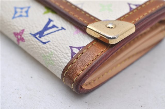 Auth Louis Vuitton Monogram Multicolor Porte Monnaie Plat Coin Case White 5589D