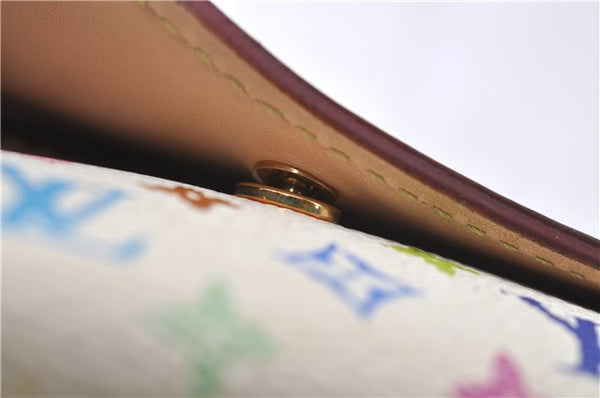 Auth Louis Vuitton Monogram Multicolor Porte Monnaie Plat Coin Case White 5589D