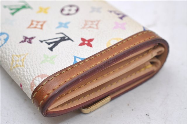 Auth Louis Vuitton Monogram Multicolor Porte Monnaie Plat Coin Case White 5589D