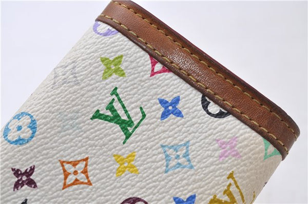Auth Louis Vuitton Monogram Multicolor Porte Monnaie Plat Coin Case White 5589D