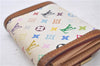 Auth Louis Vuitton Monogram Multicolor Porte Monnaie Plat Coin Case White 5589D