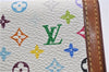 Auth Louis Vuitton Monogram Multicolor Porte Monnaie Plat Coin Case White 5589D