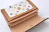 Auth Louis Vuitton Monogram Multicolor Porte Monnaie Plat Coin Case White 5589D