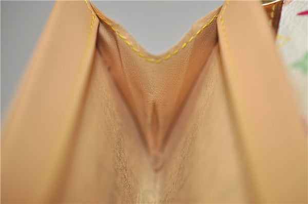 Auth Louis Vuitton Monogram Multicolor Porte Monnaie Plat Coin Case White 5589D