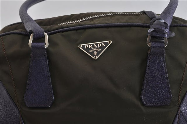 Authentic PRADA Nylon Leather Shoulder Hand Bag Purse B10745 Khaki Purple 5590C