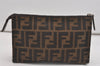 Authentic FENDI Vintage Zucca Pouch Purse Canvas Leather Brown Junk 5590I