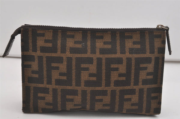 Authentic FENDI Vintage Zucca Pouch Purse Canvas Leather Brown Junk 5590I