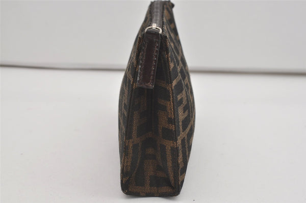 Authentic FENDI Vintage Zucca Pouch Purse Canvas Leather Brown Junk 5590I