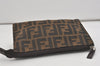Authentic FENDI Vintage Zucca Pouch Purse Canvas Leather Brown Junk 5590I