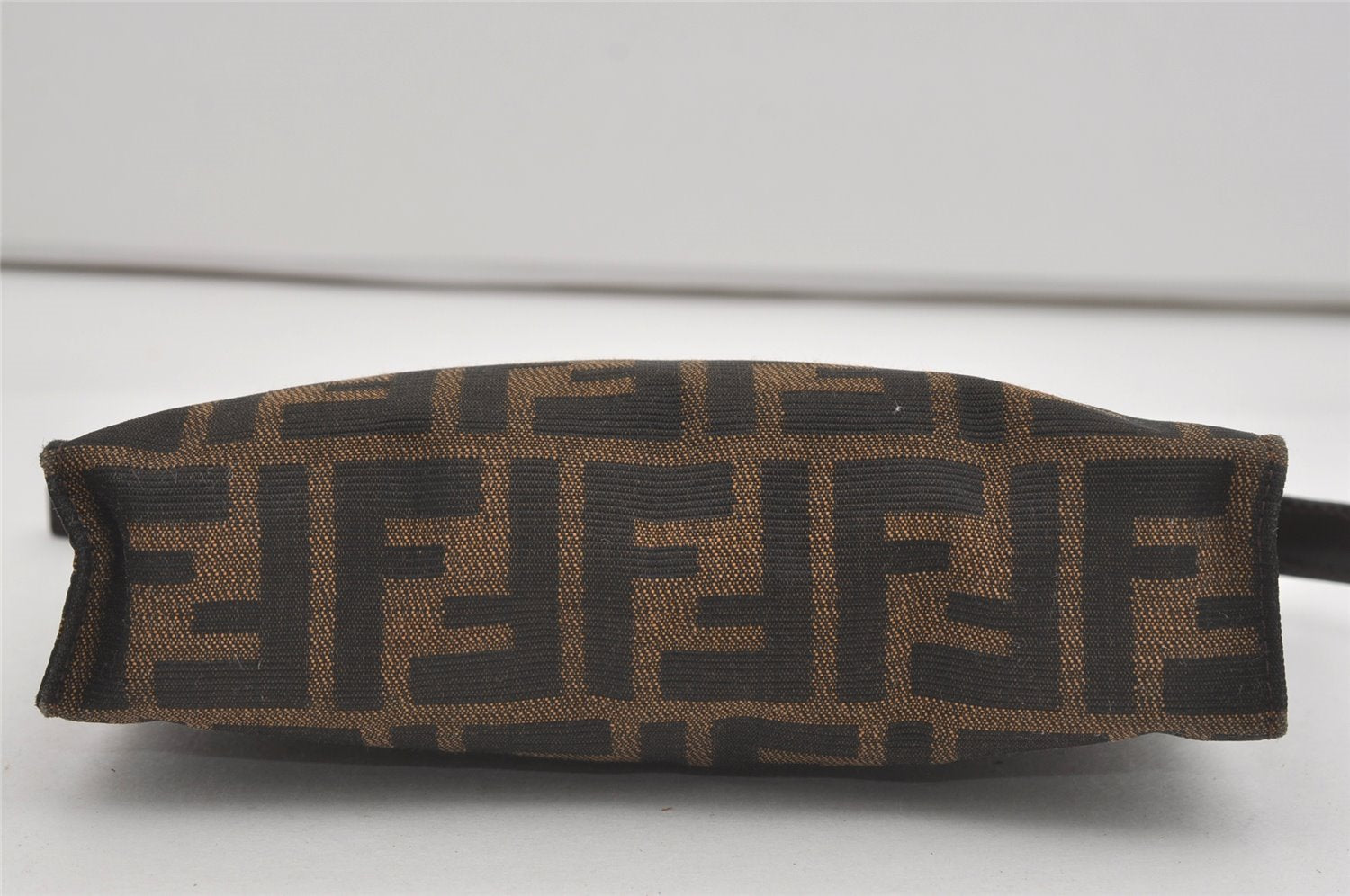 Authentic FENDI Vintage Zucca Pouch Purse Canvas Leather Brown Junk 5590I