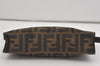 Authentic FENDI Vintage Zucca Pouch Purse Canvas Leather Brown Junk 5590I