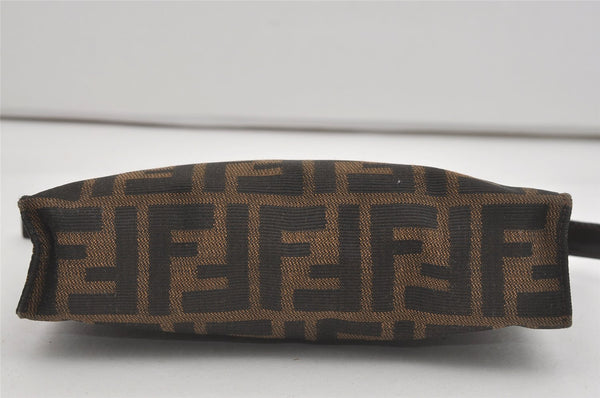 Authentic FENDI Vintage Zucca Pouch Purse Canvas Leather Brown Junk 5590I