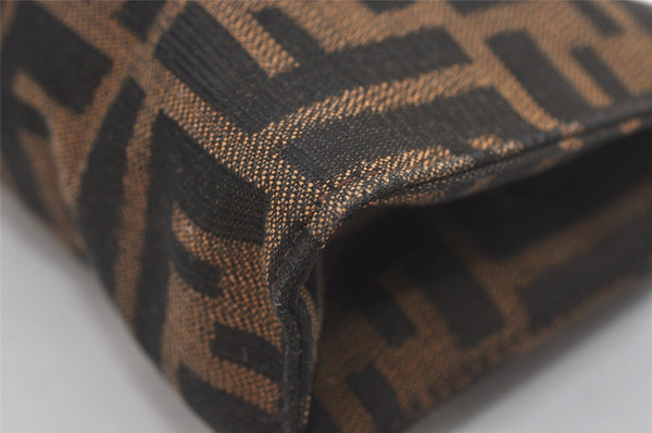Authentic FENDI Vintage Zucca Pouch Purse Canvas Leather Brown Junk 5590I