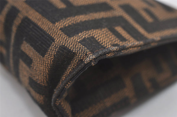 Authentic FENDI Vintage Zucca Pouch Purse Canvas Leather Brown Junk 5590I