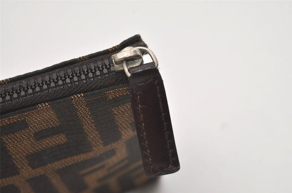 Authentic FENDI Vintage Zucca Pouch Purse Canvas Leather Brown Junk 5590I