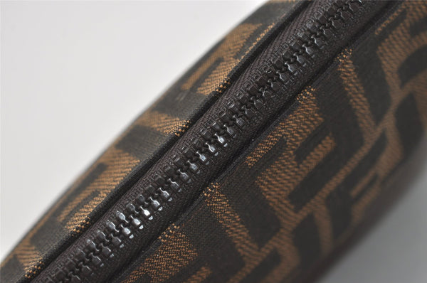 Authentic FENDI Vintage Zucca Pouch Purse Canvas Leather Brown Junk 5590I