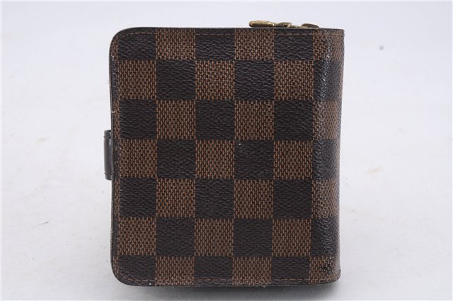 Authentic Louis Vuitton Damier Compact Zip Bifold Wallet Purse N61668 LV 5591D